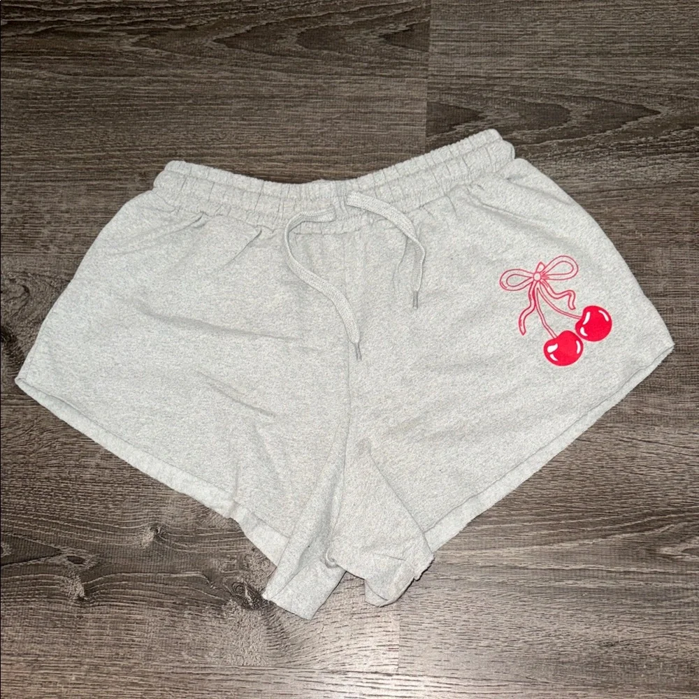 Chemistry Gray Athletic Shorts with Cherry Design - Picture 1 of 1